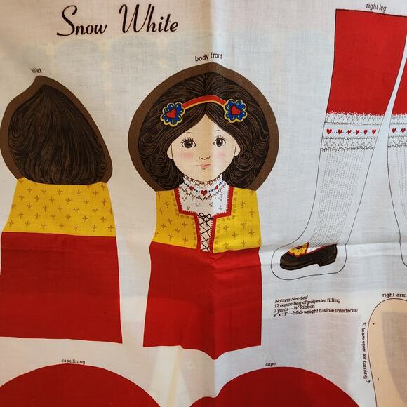 Vintage Snow White Cut and Sew Doll Panel VIP Cranston Print Works 1970s Fabric - Picture 3 of 8